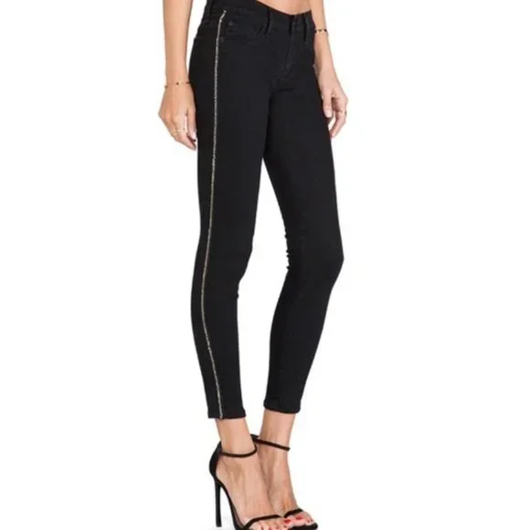 New HUDSON Luna Super Skinny jeans w/gold chainlink trim - Picture 1 of 7